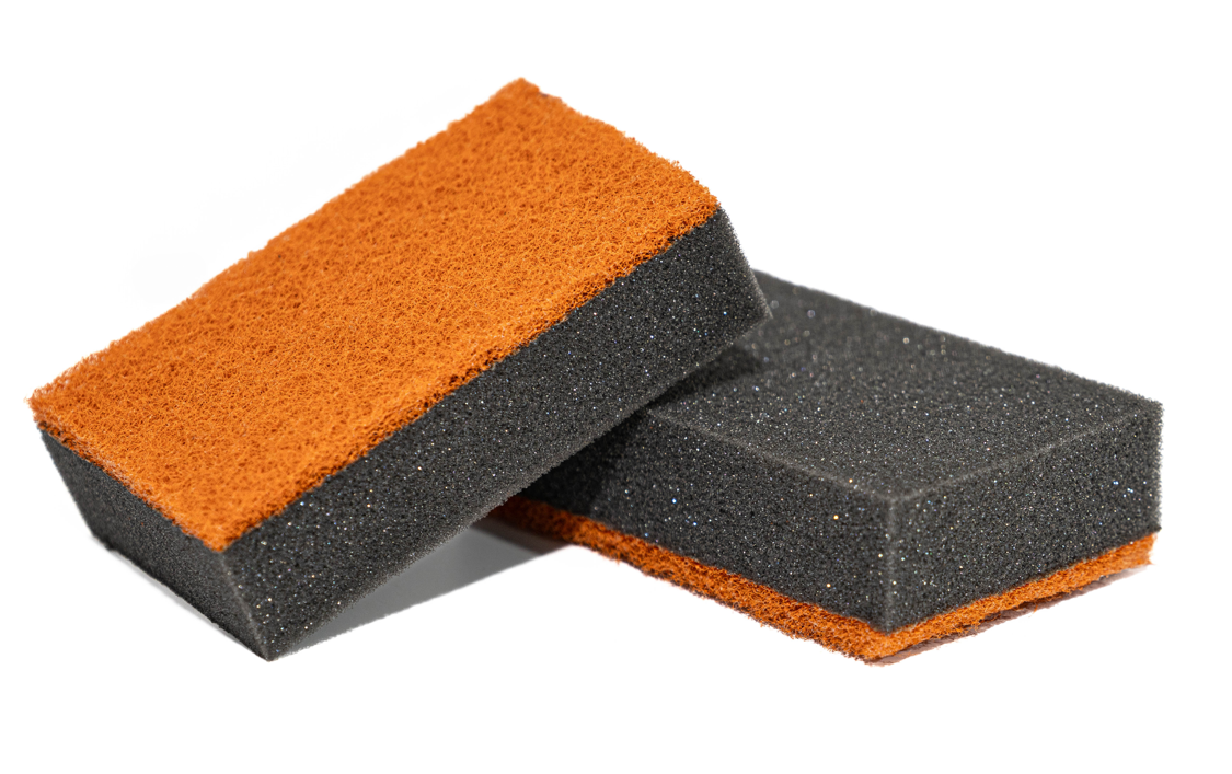 Orange double-layer scrubbing sponges